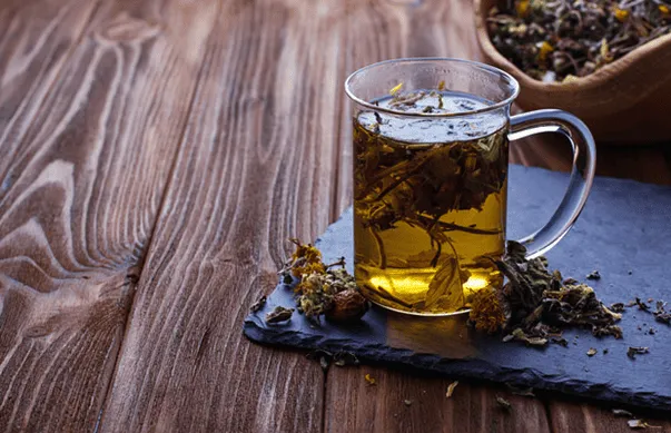 Golden chamomile blossoms dried